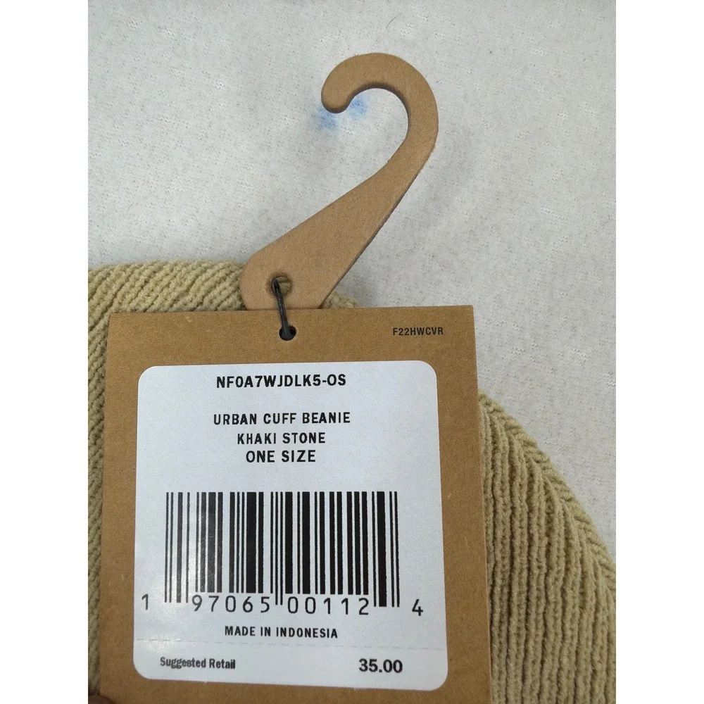 The North Face Urban Cuff Beanie Khaki Stone Tan Ribbed Knit Hat Unisex NWT